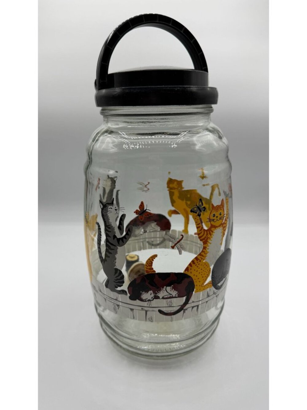 Anchor Hocking Cats on Fence Vintage Beverage Tea Dispenser Glass Gallon Jug - Picture 3 of 11